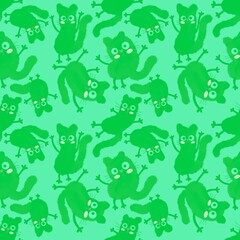 Watercolor spots animals seamless Halloween cats pattern for wrapping paper and fabrics and kids print and party