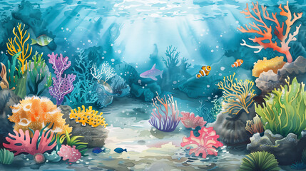 Fototapeta na wymiar coral reef with fish and coral