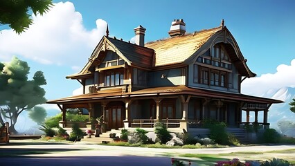 Architectural Realism Detailed House Depiction
