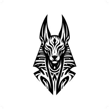 recommend clip art: Anubis in modern tribal tattoo, abstract line art of deity, minimalist contour. Vector