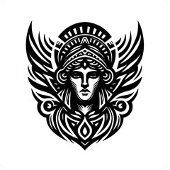 athena; deity mythology in modern tribal tattoo, abstract line art of deity, minimalist contour. Vector