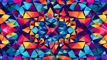 Kaleidoscopic pattern using brightly colored geometric shapes