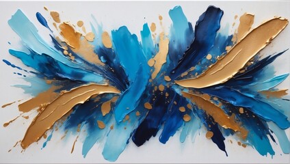 Luxury acrylic painting made with brush stroke, abstract hand-drawn art, textured background with sapphire and topaz accent. - obrazy, fototapety, plakaty