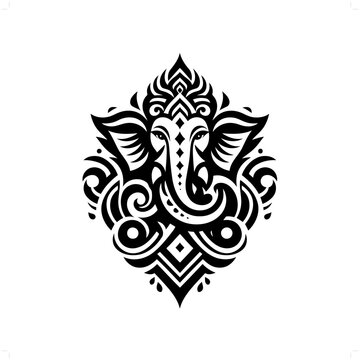 recommend clip art: ganesha; deity mythology in modern tribal tattoo, abstract line art of deity, minimalist contour. Vector