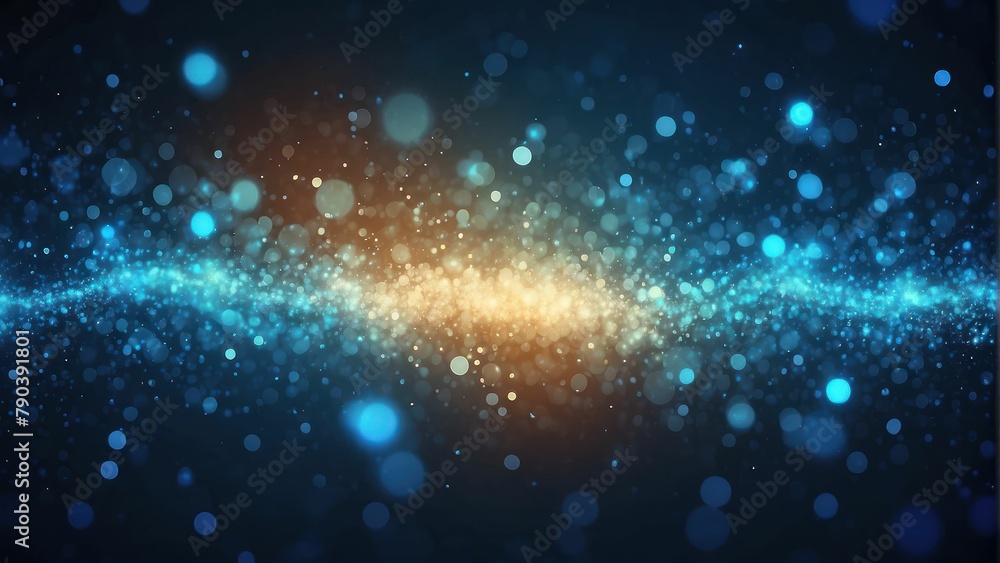 Poster Enigmatic Blue Glow Particle Bokeh Abstract Background