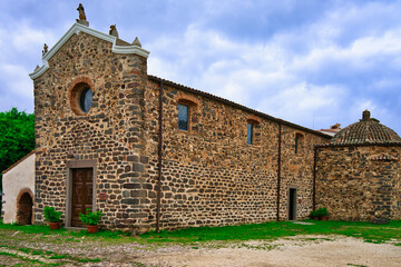 Saint Antonio Abate church built with volcanic stone between the 14th and 15th centuries in the village of Orosei (Sardinia-Italy)