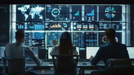 Focused financial analyst examining complex stock market data on computer screens.
