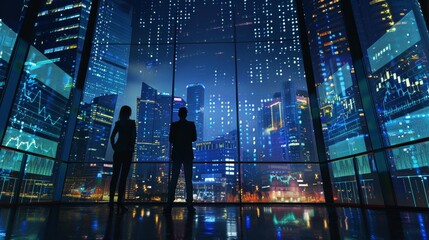 Focused financial analyst examining complex stock market data on computer screens.