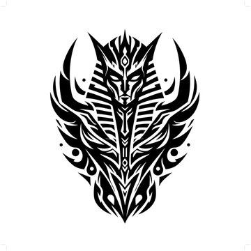 recommend clip art: Osiris in modern tribal tattoo, abstract line art of deity, minimalist contour. Vector