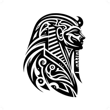 recommend clip art: Osiris in modern tribal tattoo, abstract line art of deity, minimalist contour. Vector