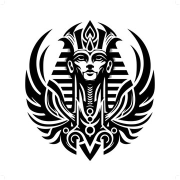 recommend clip art: Osiris in modern tribal tattoo, abstract line art of deity, minimalist contour. Vector