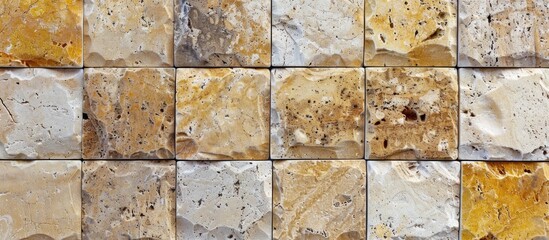 Close-up view of yellow and white marble wall
