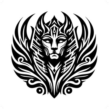 recommend clip art: sphinx in modern tribal tattoo, abstract line art of deity, minimalist contour. Vector