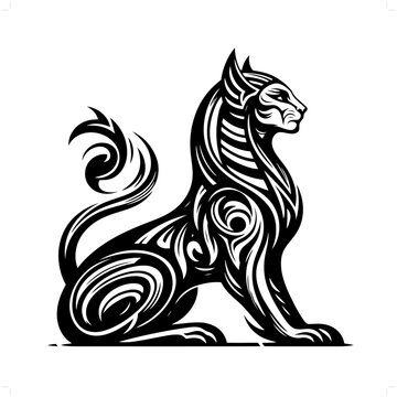 recommend clip art: sphinx in modern tribal tattoo, abstract line art of deity, minimalist contour. Vector