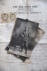 LETTERS AND ANCIENT PHOTOGRAPH OF A MAN IN MILITARY UNIFORM