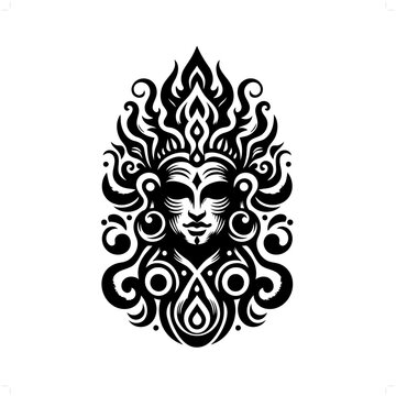 recommend clip art: vishnu deity mythology in modern tribal tattoo, abstract line art of deity, minimalist contour. Vector