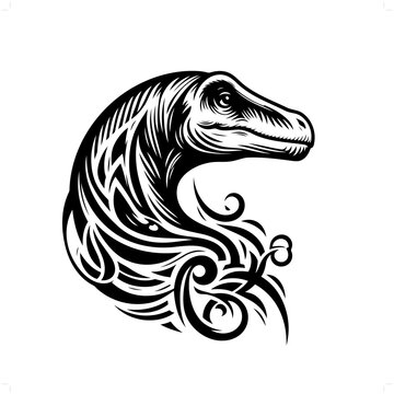 recommend clip art: Brachiosaurus in modern tribal tattoo, abstract line art of people, minimalist contour. Vector