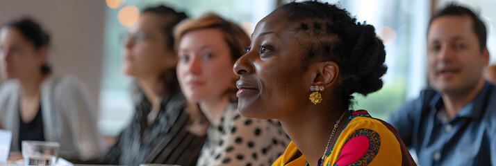 Corporate training session on cultural diversity, with a close-up on educational materials and engaged participants, highlighting the importance of inclusivity and multicultural understanding