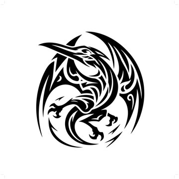 recommend clip art: Pteranodon in modern tribal tattoo, abstract line art of people, minimalist contour. Vector