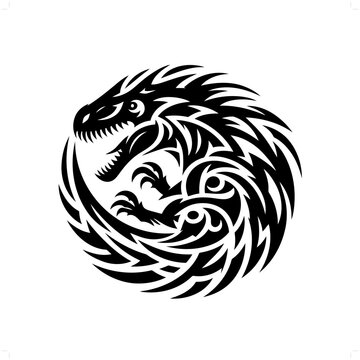 recommend clip art: Spinosaurus in modern tribal tattoo, abstract line art of people, minimalist contour. Vector