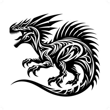 recommend clip art: Spinosaurus in modern tribal tattoo, abstract line art of people, minimalist contour. Vector