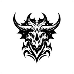 Triceratops in modern tribal tattoo, abstract line art of people, minimalist contour. Vector