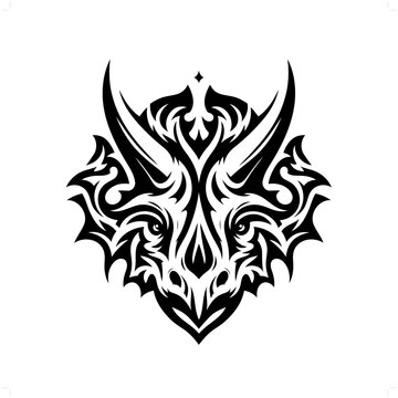 recommend clip art: Triceratops in modern tribal tattoo, abstract line art of people, minimalist contour. Vector