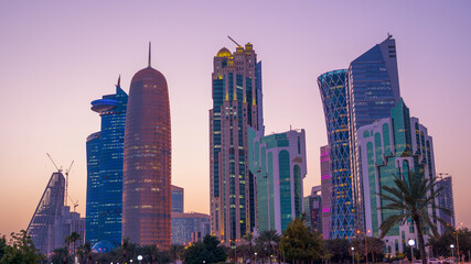 The Panoramic skyline of Doha, Qatar - obrazy, fototapety, plakaty