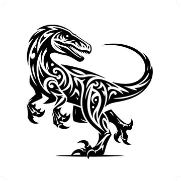recommend clip art: raptor in modern tribal tattoo, abstract line art of people, minimalist contour. Vector