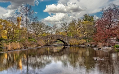 Stickers pour porte Pont de Gapstow Gapstow Bridge in Central Park,spring