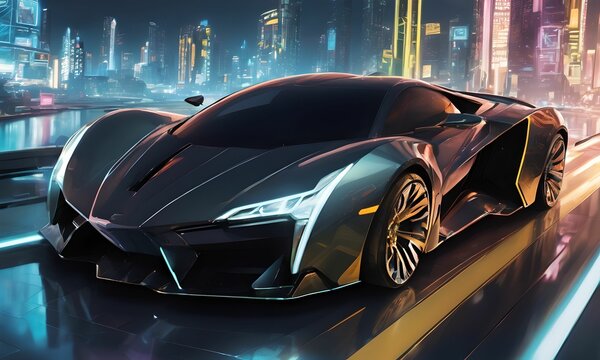 Wallpapers depicting a high-tech futuristic car. Very aerodynamic car