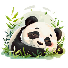 In a furry embrace, a cute black and white panda munches on green bamboo