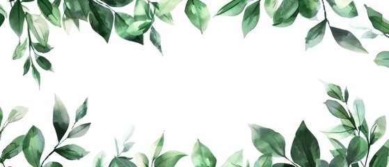 Watercolor leaf background. Watercolor leaves isolated on white background. Organic and natural concept.