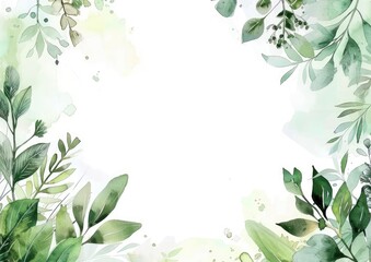 Fototapeta premium Watercolor leaf background. Watercolor leaves isolated on white background. Organic and natural concept.