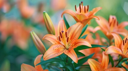 Fototapeta na wymiar Orange blooms thrive in the garden