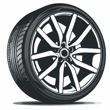 Car wheel in cartoon, doodle style. Image for t-shirt, web, mobile apps and ui. Isolated 2d vector illustration in logo, icon, sketch style, Eps 10. AI Generative