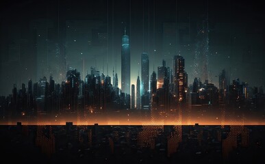 futuristic city over the sea artwork at night, 4k wallpaper
