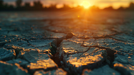 An image showing cracked, dry earth, highlighting the effects of prolonged drought conditions. , natural light, soft shadows, with copy space, blurred background
