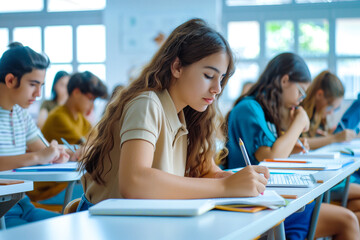 Student concentrating on classwork