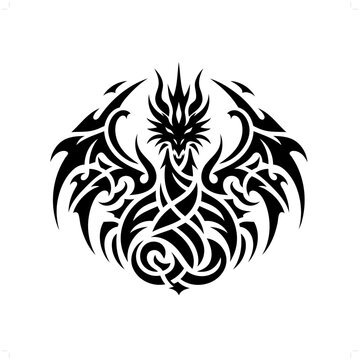 recommend clip art: wyvern dragon in modern tribal tattoo, abstract line art of people, minimalist contour. Vector