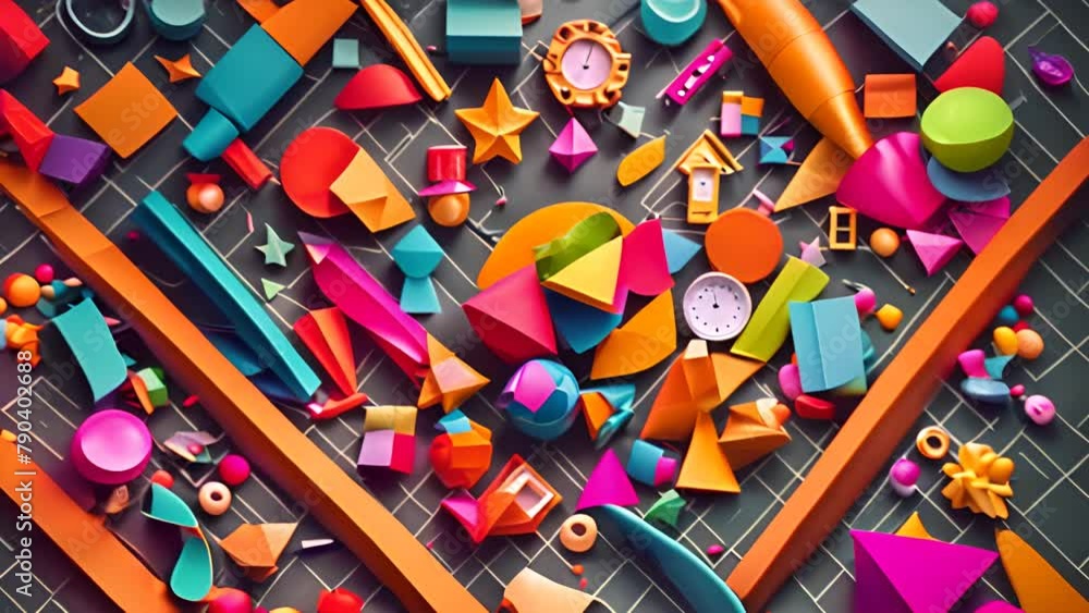 Poster teaching concept background with assorted colored objects generative ai