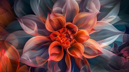 Delicate petals swirling in a kaleidoscope of colors, forming an abstract floral pattern against a dark backdrop.