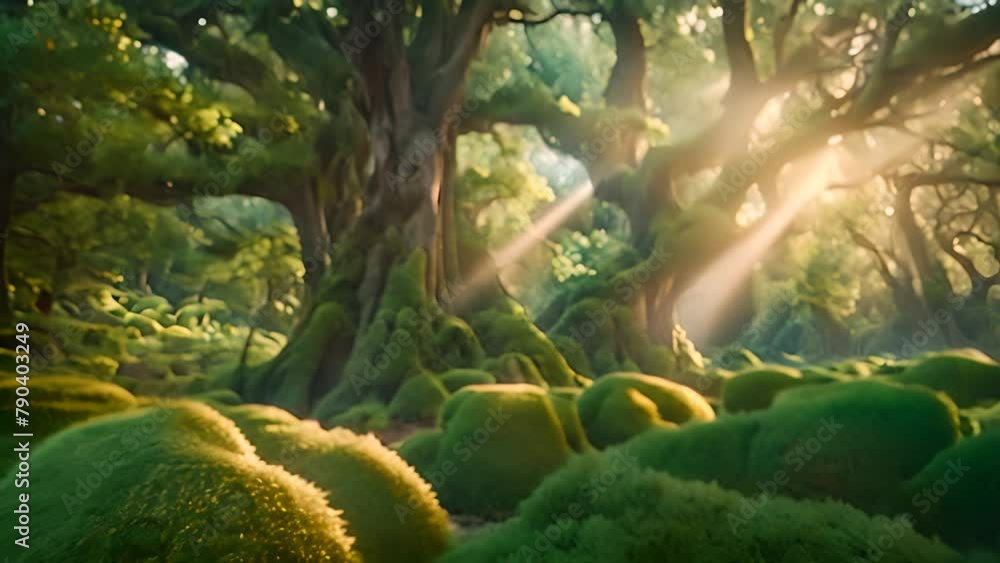 Poster verdant forest teeming with trees generative ai