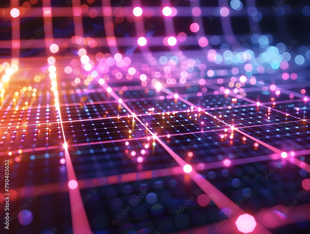 Poster abstract background with a glowing grid