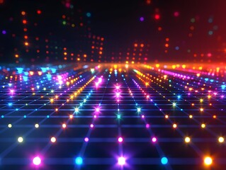 Obraz premium Abstract background with a glowing grid