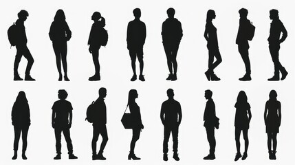 set of people silhouettes isolated