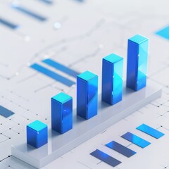 3 d business blue ascending bars graph