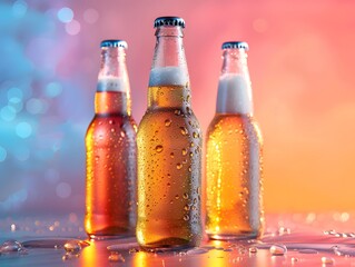 Refreshing Beer on Solid Background