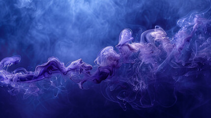 Velvety tendrils of plum smoke twirling against a backdrop of cobalt blue, imbuing the night with a sense of regal elegance and poetic grace.  - obrazy, fototapety, plakaty