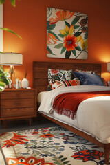 Floral Flair: Mid-Century Modern Bedroom Retreat